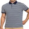 AbbyHold Mens Polo Shirts Short Sleeve Striped Cotton Collar Fitted Pique Work Golf Shirts for Men (L, White) view 1