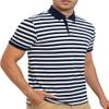 AbbyHold Mens Polo Shirts Short Sleeve Striped Cotton Collar Fitted Pique Work Golf Shirts for Men (L, White) view 4