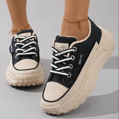 Fashion Wedge Heeled Sneakers for Women,Womens White Platform Sneakers,Casual Slip On Work Shoes Women,Comfortable Lace Up Running Shoes for Women Footwear - Fashion Sneakers for Women (D-Black, 7.5)