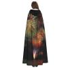 Dwrepo Fireworks Halloween Hooded Cloak Full Length Adult Vampire Witch Cape for Halloween Cosplay Costumes view 4