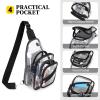 Clear Bag for Stadium Events, Clear Purse Bag for Women Men Waterproof PVC Crossbody Fanny Pack for Concert Sport Hiking Travel, Black view 4
