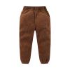 Toddler Kids Corduroy Winter Fall Pants Boys Solid Color Stripe Elastic Waistband Ankles Legging with (Brown, 3-4 Years) view 1