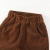 Toddler Kids Corduroy Winter Fall Pants Boys Solid Color Stripe Elastic Waistband Ankles Legging with (Brown, 3-4 Years) view 3