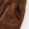 Toddler Kids Corduroy Winter Fall Pants Boys Solid Color Stripe Elastic Waistband Ankles Legging with (Brown, 3-4 Years) view 4