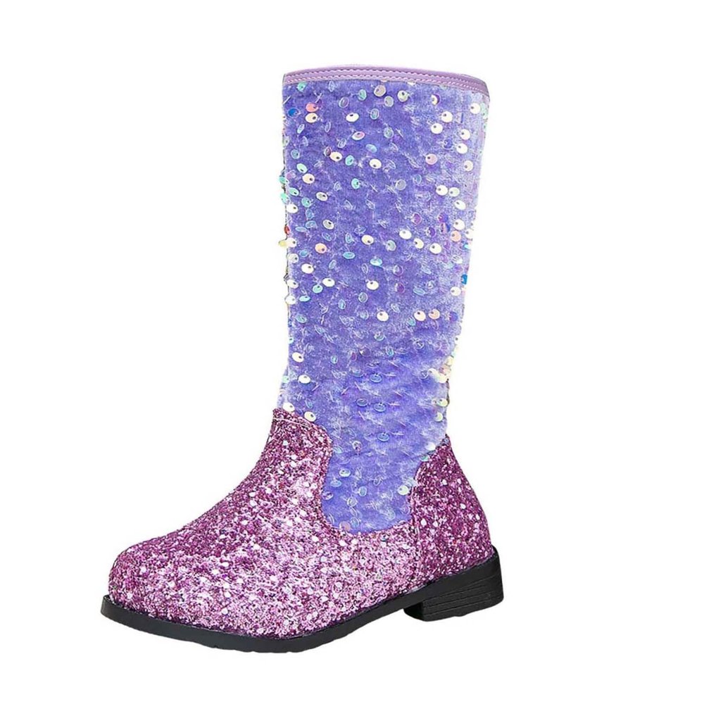 IWIHMIV Toddler Riding Boots Girls Tall Princess Boots Knee High Booties Mid-Calf Dress Up Party Boot for GirlsPurple,12.5