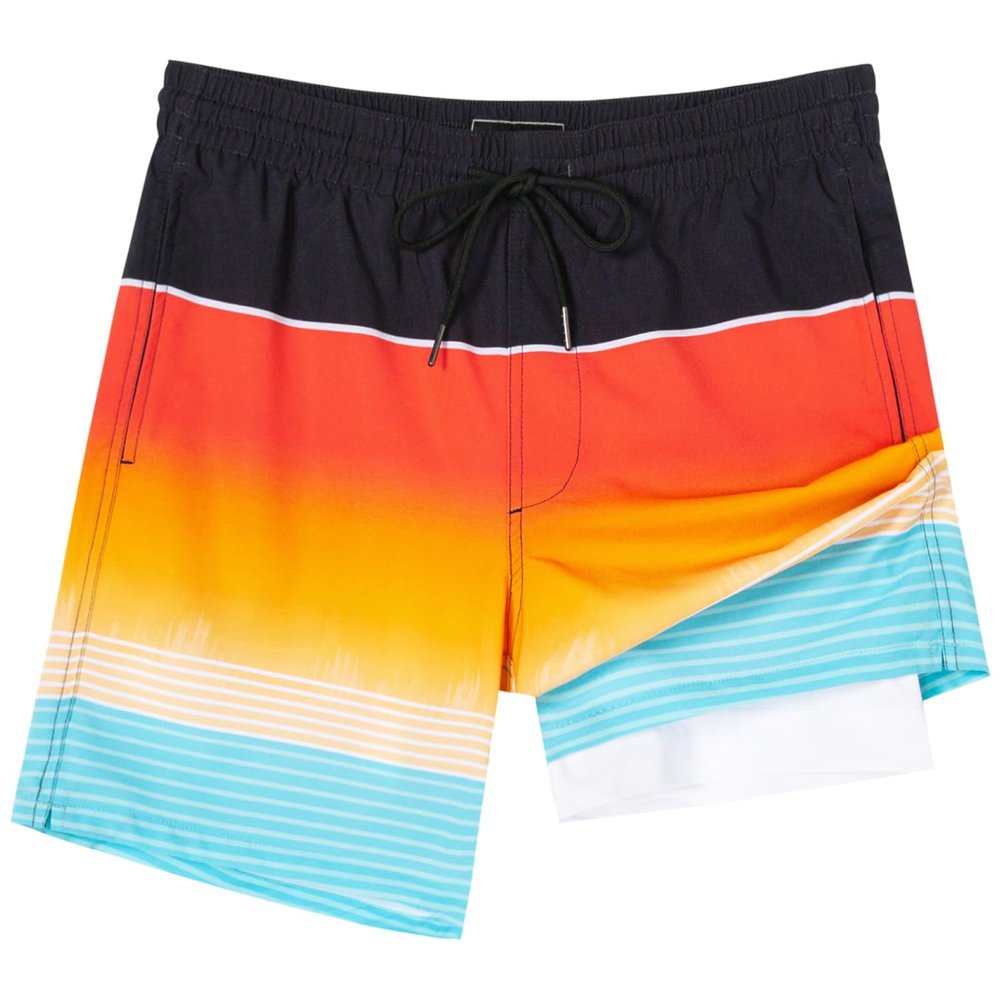 SURF CUZ Mens Swim Trunks with Compression Liner Quick Dry 7" Swimming Trunks, Multicolor, Medium