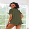 Ekouaer Pajamas Set for Women Short Sleeve Sleepwear Button Down Pjs Lounge Sets Soft Nightwear Army Green Small view 4