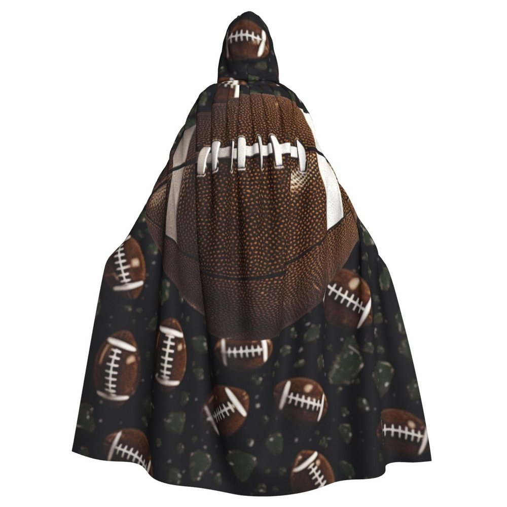 Dwrepo Football Green Halloween Hooded Cloak Full Length Adult Vampire Witch Cape for Halloween Cosplay Costumes