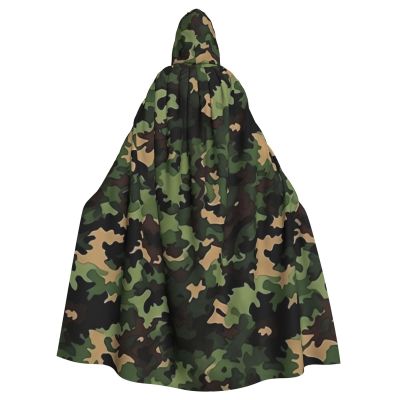 Dwrepo Green Halloween Hooded Cloak Full Length Adult Vampire Witch Cape for Halloween Cosplay Costumes