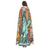 Dwrepo Cartoon Cute New York American Theme Art Halloween Hooded Cloak Full Length Adult Vampire Witch Cape for Halloween Cosplay Costumes view 4