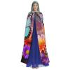 Dwrepo Flowers Colorful Butterfly Halloween Hooded Cloak Full Length Adult Vampire Witch Cape for Halloween Cosplay Costumes view 2