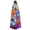 Dwrepo Flowers Colorful Butterfly Halloween Hooded Cloak Full Length Adult Vampire Witch Cape for Halloween Cosplay Costumes view 4