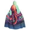 Dwrepo Cute Octopus Halloween Hooded Cloak Full Length Adult Vampire Witch Cape for Halloween Cosplay Costumes view 1