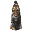 Dwrepo Cool Tiger Halloween Hooded Cloak Full Length Adult Vampire Witch Cape for Halloween Cosplay Costumes view 4
