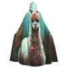 Dwrepo Alpaca Halloween Hooded Cloak Full Length Adult Vampire Witch Cape for Halloween Cosplay Costumes view 1