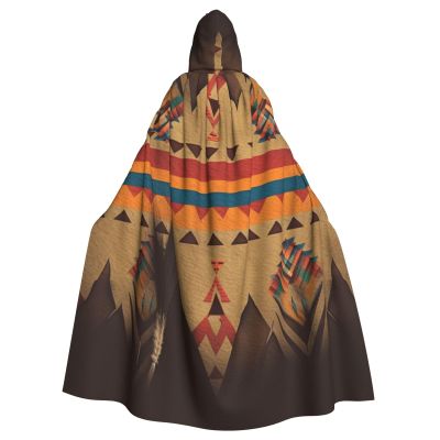 Dwrepo Native American Halloween Hooded Cloak Full Length Adult Vampire Witch Cape for Halloween Cosplay Costumes