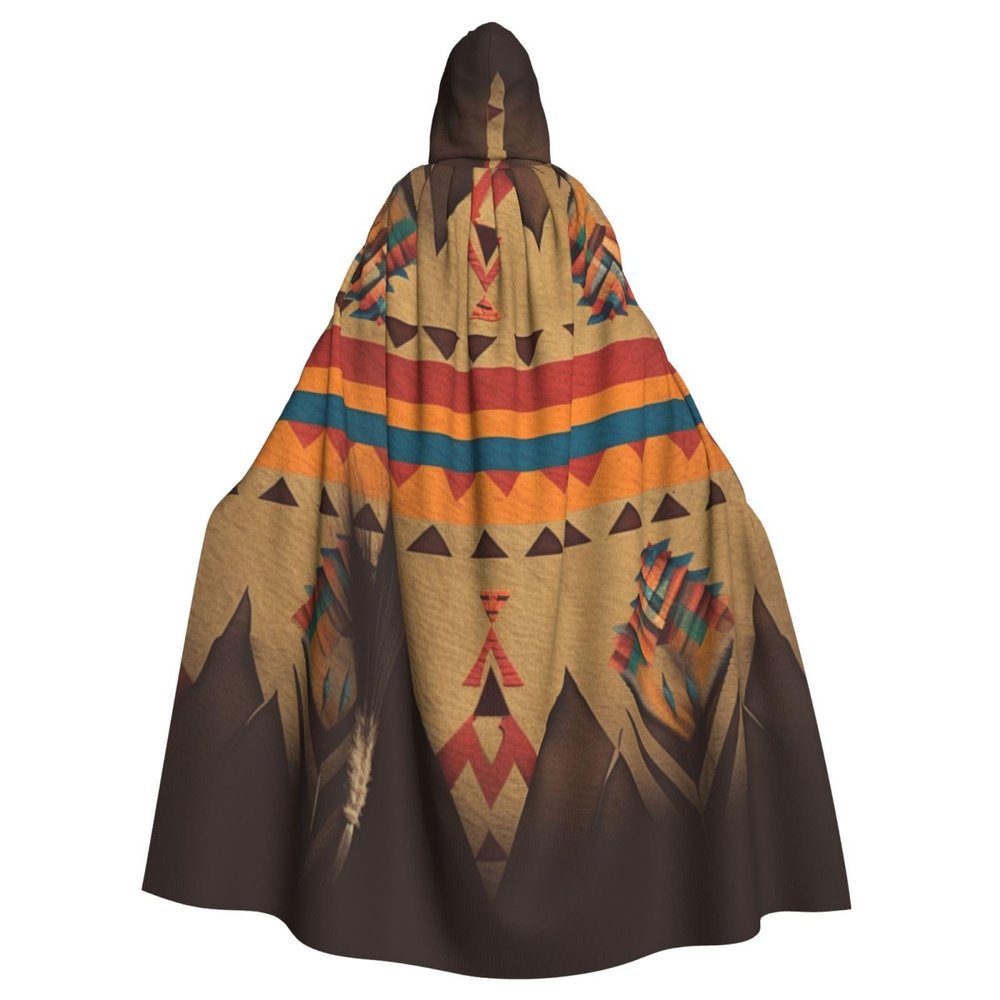 Dwrepo Native American Halloween Hooded Cloak Full Length Adult Vampire Witch Cape for Halloween Cosplay Costumes