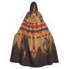 Dwrepo Native American Halloween Hooded Cloak Full Length Adult Vampire Witch Cape for Halloween Cosplay Costumes view 1
