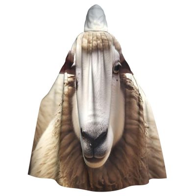 Dwrepo Sheep Halloween Hooded Cloak Full Length Adult Vampire Witch Cape for Halloween Cosplay Costumes
