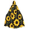 Dwrepo Floral Sunflower Halloween Hooded Cloak Full Length Adult Vampire Witch Cape for Halloween Cosplay Costumes view 1