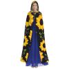 Dwrepo Floral Sunflower Halloween Hooded Cloak Full Length Adult Vampire Witch Cape for Halloween Cosplay Costumes view 2