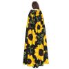 Dwrepo Floral Sunflower Halloween Hooded Cloak Full Length Adult Vampire Witch Cape for Halloween Cosplay Costumes view 4