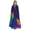 Dwrepo Colorful leaves Halloween Hooded Cloak Full Length Adult Vampire Witch Cape for Halloween Cosplay Costumes view 2
