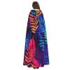 Dwrepo Colorful leaves Halloween Hooded Cloak Full Length Adult Vampire Witch Cape for Halloween Cosplay Costumes view 4