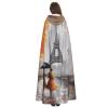 Dwrepo Eiffel Tower Paris Painting Halloween Hooded Cloak Full Length Adult Vampire Witch Cape for Halloween Cosplay Costumes view 4