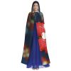 Dwrepo Hawaii Flower Red Halloween Hooded Cloak Full Length Adult Vampire Witch Cape for Halloween Cosplay Costumes view 2