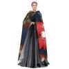 Dwrepo Hawaii Flower Red Halloween Hooded Cloak Full Length Adult Vampire Witch Cape for Halloween Cosplay Costumes view 3
