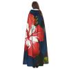 Dwrepo Hawaii Flower Red Halloween Hooded Cloak Full Length Adult Vampire Witch Cape for Halloween Cosplay Costumes view 4