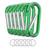 6 PCS Carabiner Keychain Clip -3" Aluminum Carabiner D Ring, Caribeener Clips, Spring Snap Hook for Keychain Clip (Green)