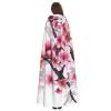 Dwrepo Cherry Blossom Watercolor Halloween Hooded Cloak Full Length Adult Vampire Witch Cape for Halloween Cosplay Costumes view 4