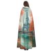 Dwrepo Eiffel Tower Halloween Hooded Cloak Full Length Adult Vampire Witch Cape for Halloween Cosplay Costumes view 4