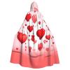Dwrepo Red Hearts Halloween Hooded Cloak Full Length Adult Vampire Witch Cape for Halloween Cosplay Costumes view 1