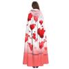 Dwrepo Red Hearts Halloween Hooded Cloak Full Length Adult Vampire Witch Cape for Halloween Cosplay Costumes view 4