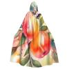 Colorful Peach Watercolor Design Halloween Hooded Cloak Full Length Adult Vampire Witch Cape for Halloween Cosplay Costumes view 1