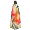 Colorful Peach Watercolor Design Halloween Hooded Cloak Full Length Adult Vampire Witch Cape for Halloween Cosplay Costumes view 4