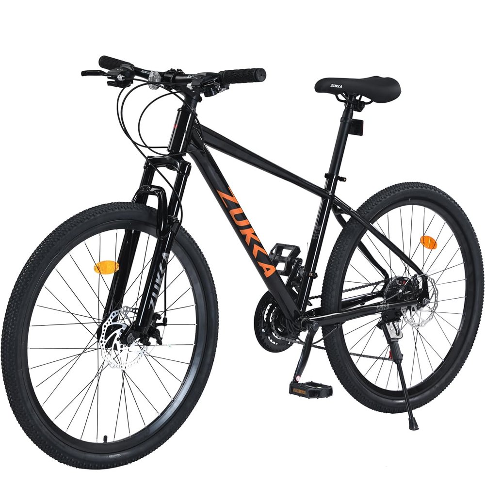 Mountain Bike 26 inch 24 Speed Dual Disc Brake MTB Front Suspension Fork Mountain Bicycle for Adult Men Women Outdoor Cycling Black