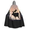 Dwrepo Moose Mountain Pine Tree Halloween Hooded Cloak Full Length Adult Vampire Witch Cape for Halloween Cosplay Costumes view 1