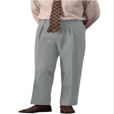 Mens High Waisted Tweed Pleated Front Dress Pant Classic Fit (Sliver, 29W x 28L)