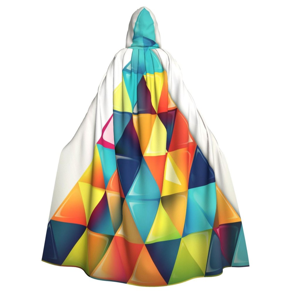 Dwrepo Colorful Triangle Halloween Hooded Cloak Full Length Adult Vampire Witch Cape for Halloween Cosplay Costumes