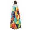 Dwrepo Colorful Triangle Halloween Hooded Cloak Full Length Adult Vampire Witch Cape for Halloween Cosplay Costumes view 4