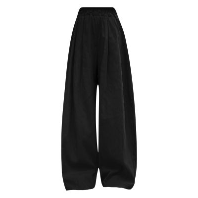 Girls Wide Leg Pants Flowy Loose Pants for Kids Linen Trousers Casual Beach Oversize Toddler Youth (Black, 11-12 Years)