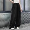 Girls Wide Leg Pants Flowy Loose Pants for Kids Linen Trousers Casual Beach Oversize Toddler Youth (Black, 11-12 Years) view 2