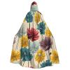 Dwrepo Flowers Halloween Hooded Cloak Full Length Adult Vampire Witch Cape for Halloween Cosplay Costumes view 1