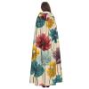 Dwrepo Flowers Halloween Hooded Cloak Full Length Adult Vampire Witch Cape for Halloween Cosplay Costumes view 4
