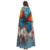 Dwrepo Butterfly Pattern Halloween Hooded Cloak Full Length Adult Vampire Witch Cape for Halloween Cosplay Costumes view 4