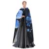 Dwrepo Blue Flower Halloween Hooded Cloak Full Length Adult Vampire Witch Cape for Halloween Cosplay Costumes view 3